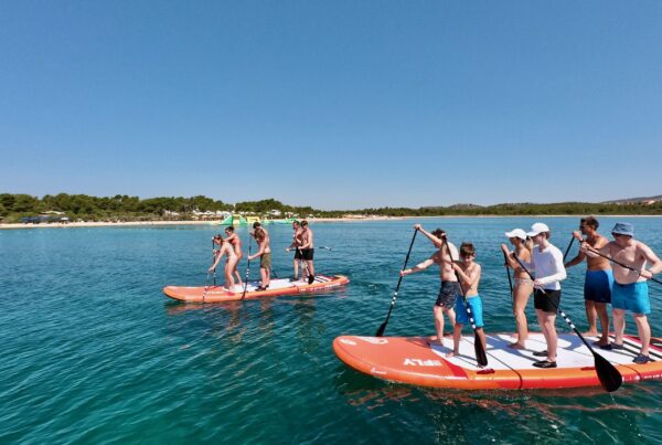 Giant SUP boards for group fun at Windrose water sports centre Amadria park Šibenik Croatia
