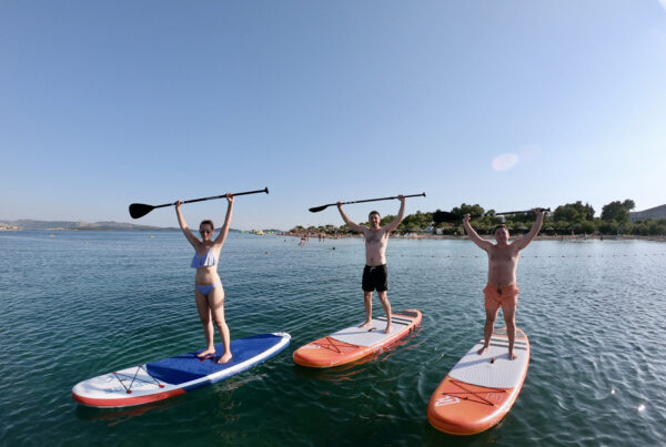 SUP fun on crystal clear Adriatic Sea in Amadria Park Šibenik with Windrose centre